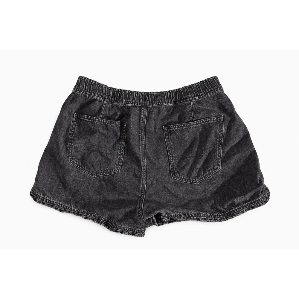 American Eagle Women's Black Denim Shorts Size 8 Stretch Mid Rise